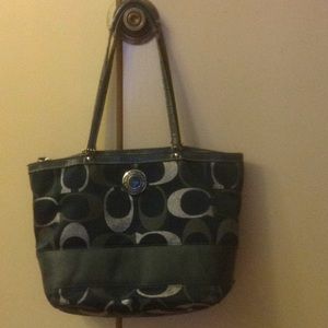 Coach dark teal double strap purse